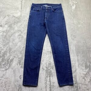 COS Mid Rise Slim Fit Tapered Leg Button Fly Jeans Men Sz‎ 29 Fits Grunge Blue